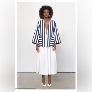 Mara Hoffman Navy and White Striped Blazer